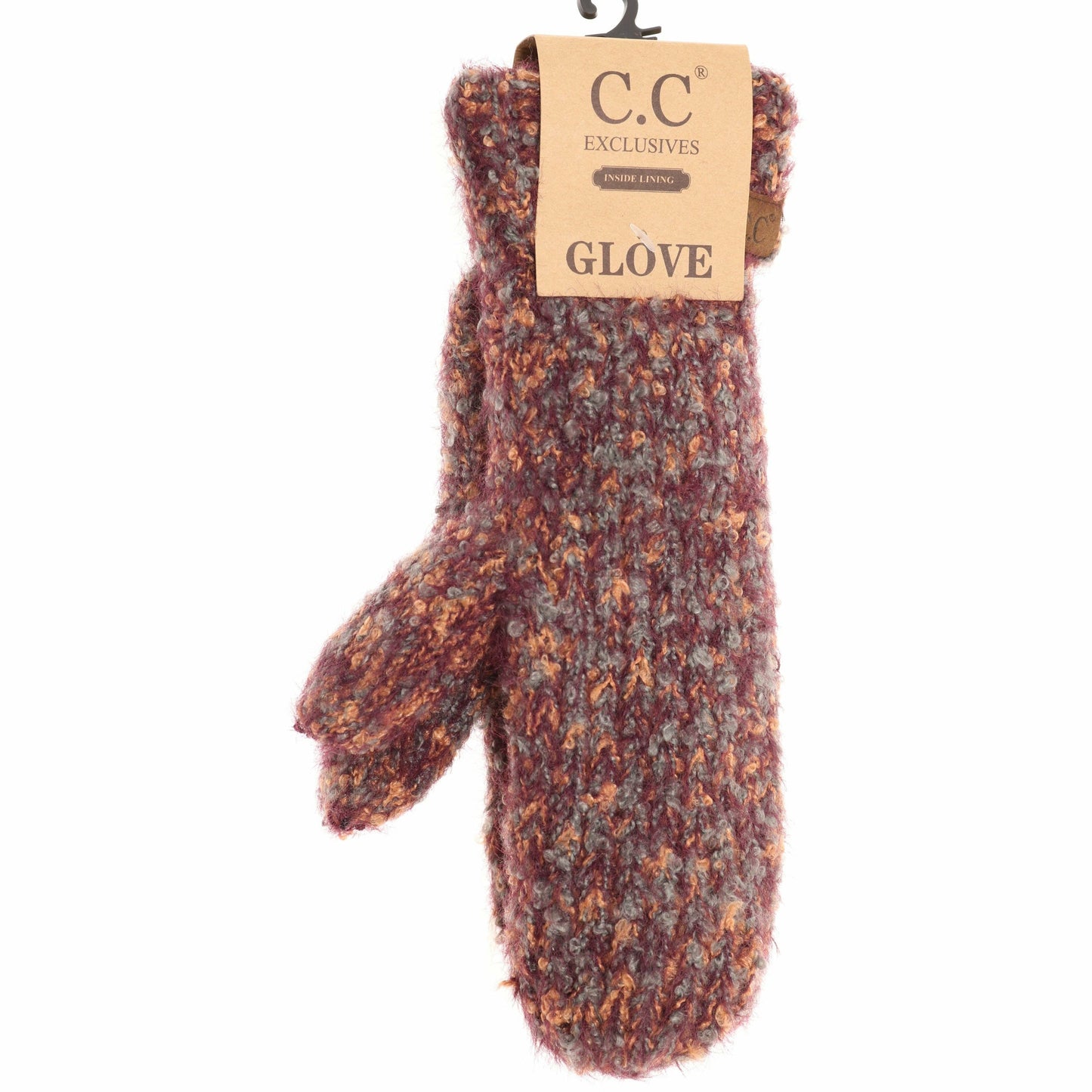 Soft Boucle Knit CC Cuff Women's Mittens: Teal