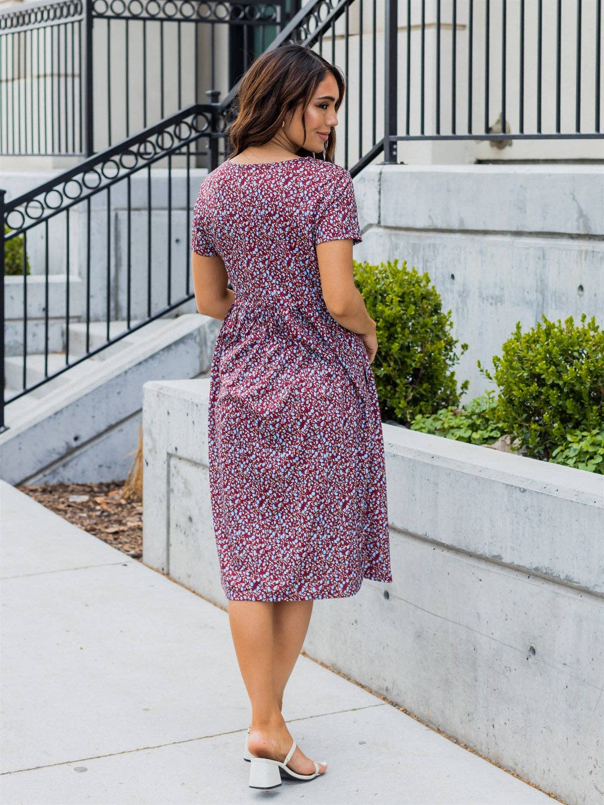 Pretty Petal Pocket Penelope Dress: Petal Clay / white / X-Large