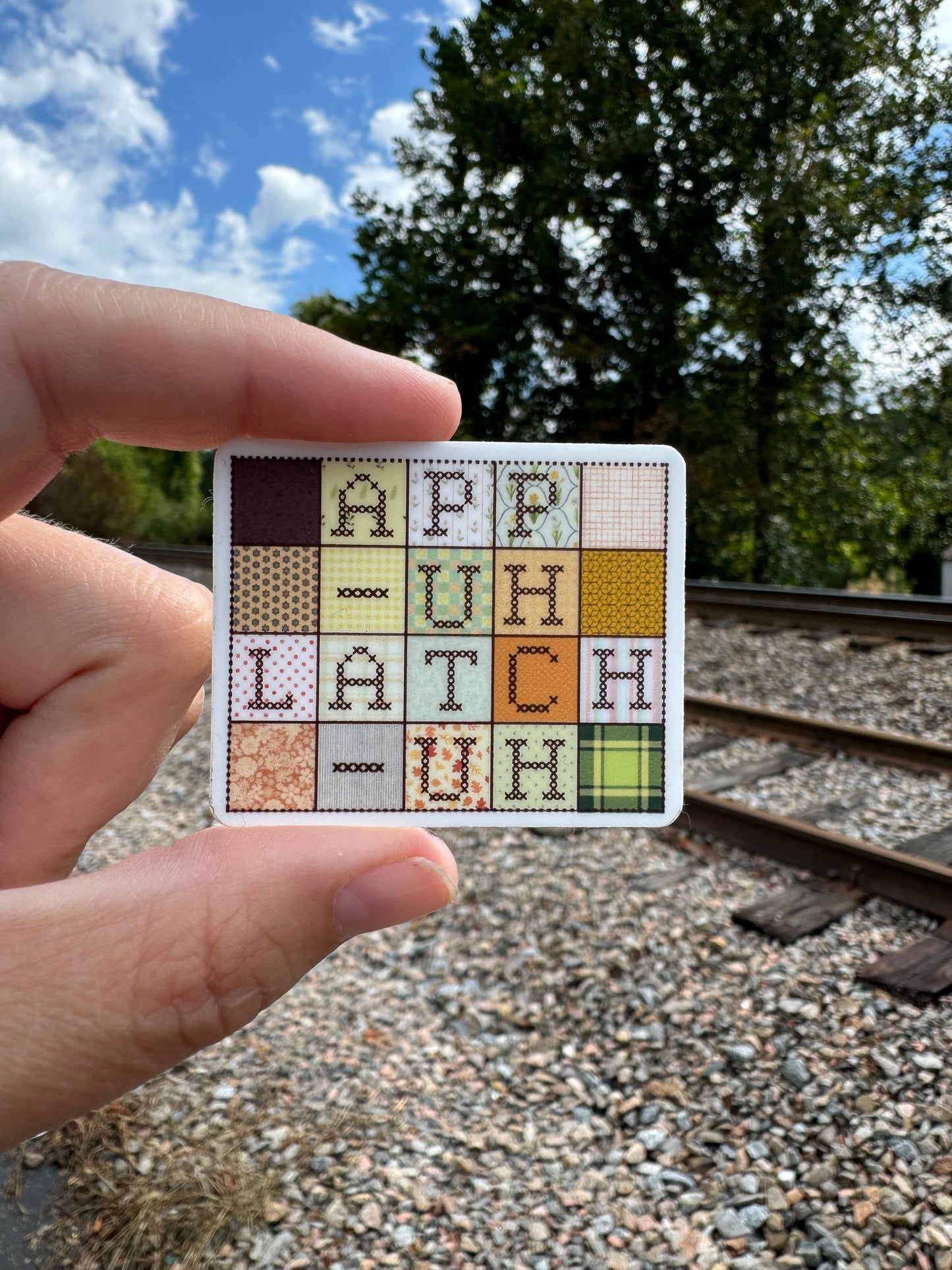Appalachia: App Uh Latch Uh Quilt 2” Sticker, Mountain Quilt
