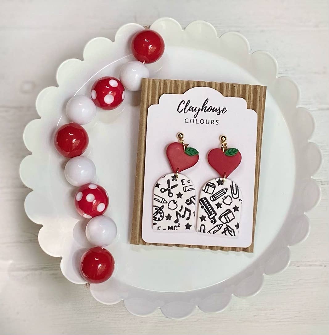 Teacher Earrings | Back to School Earrings: Apple/Pencil/Ruler