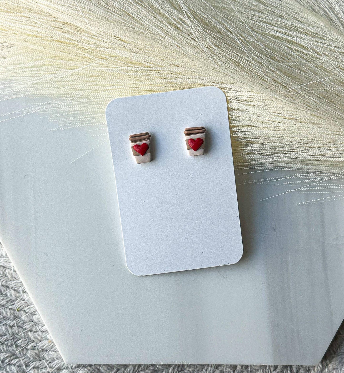 Polymer Clay Latte Stud Earrings
