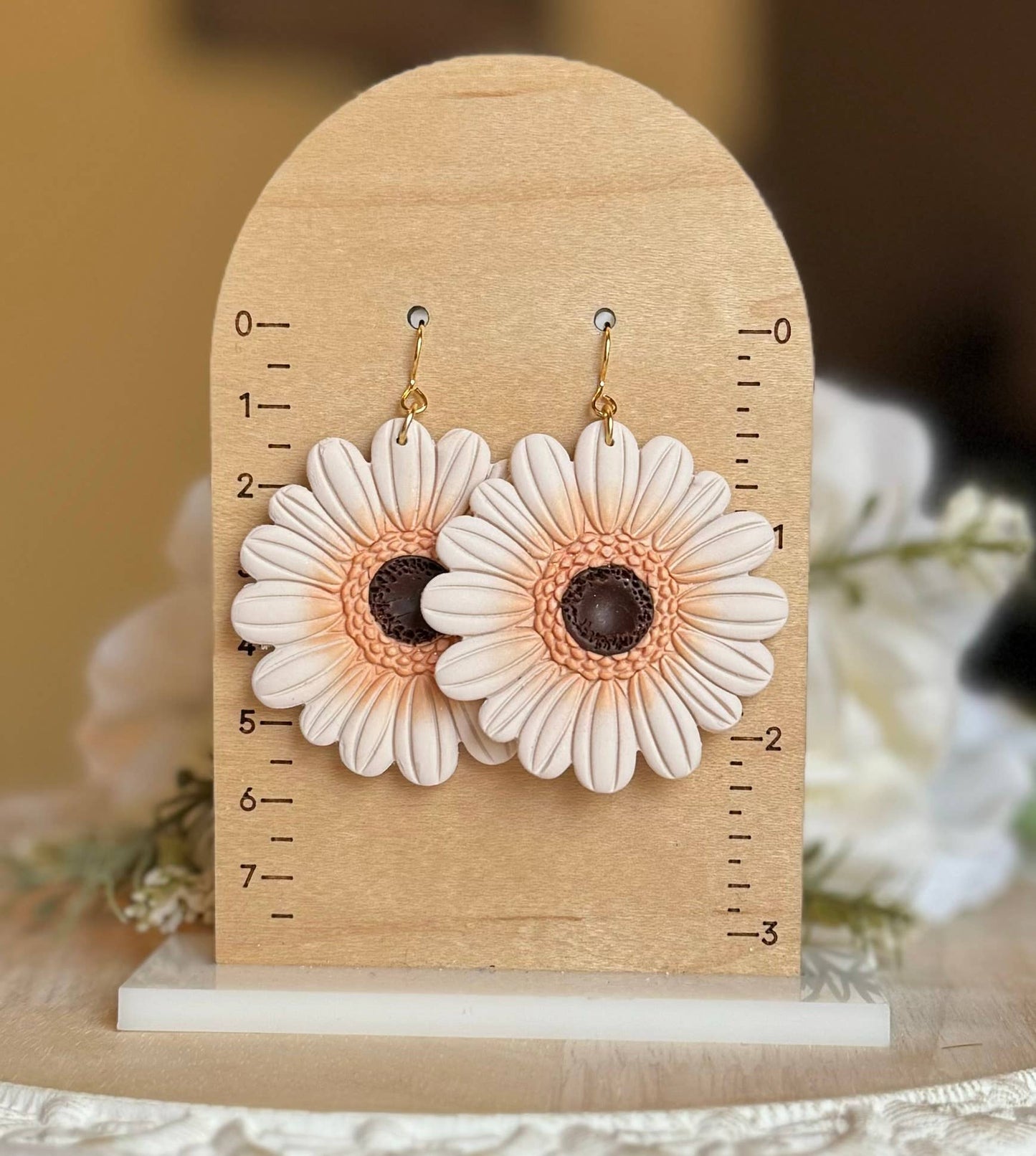 Flower Earrings: Off-White / Stainless Steel
