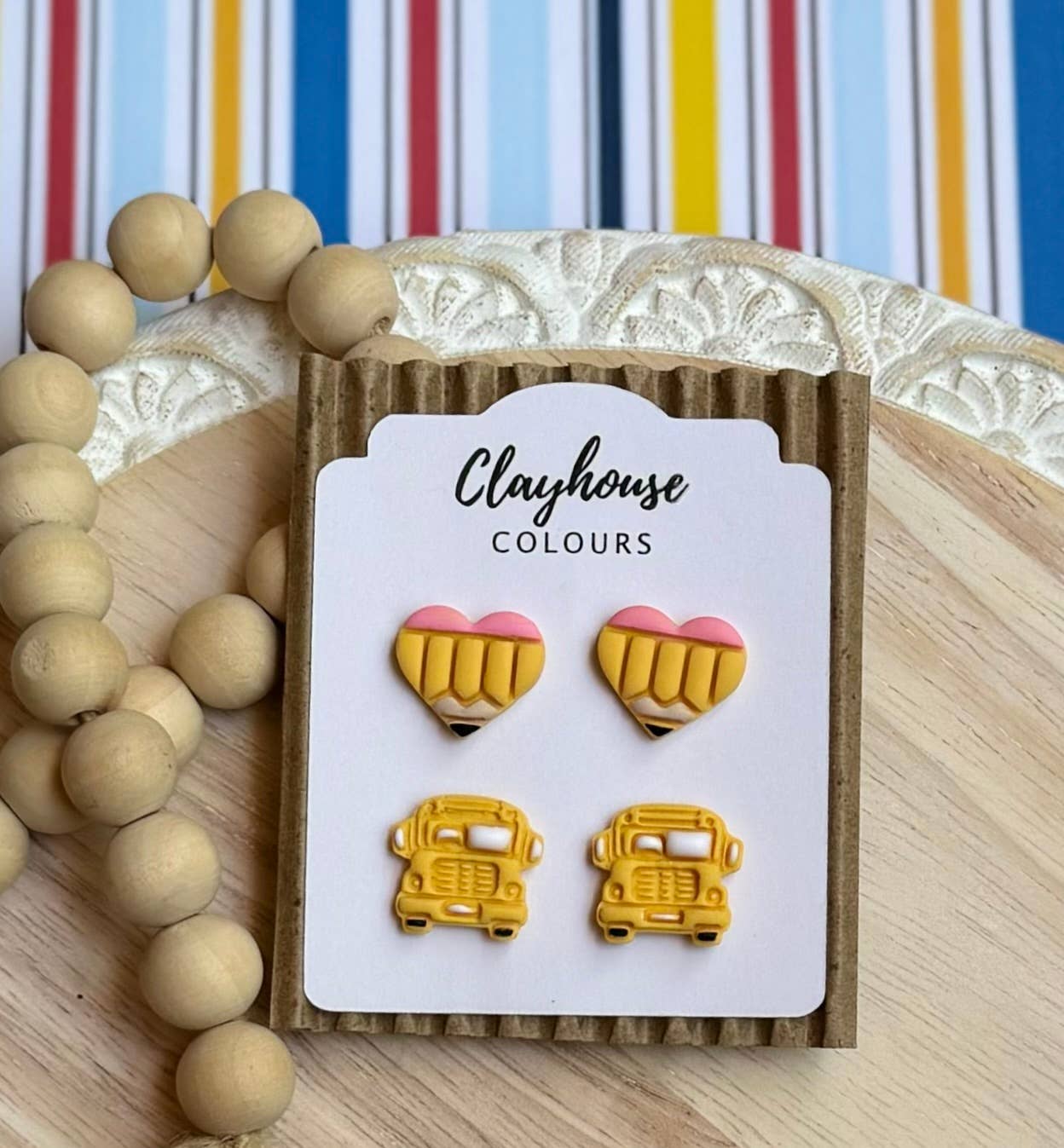 School Studs | Teacher Earrings: Pencils/Notebook Hearts