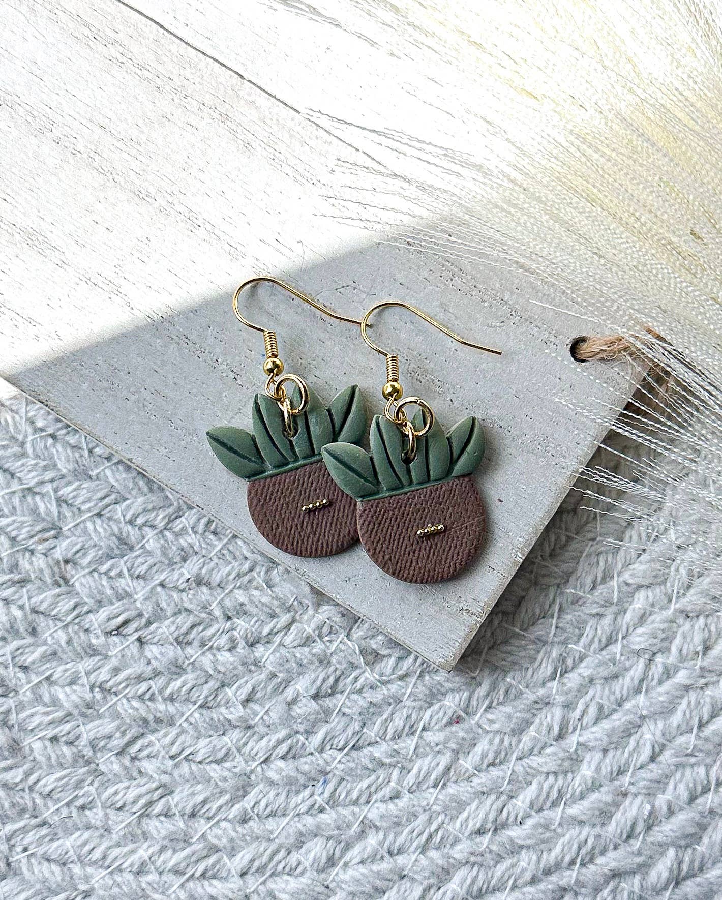 Polymer Clay Earrings - Succulent Plant