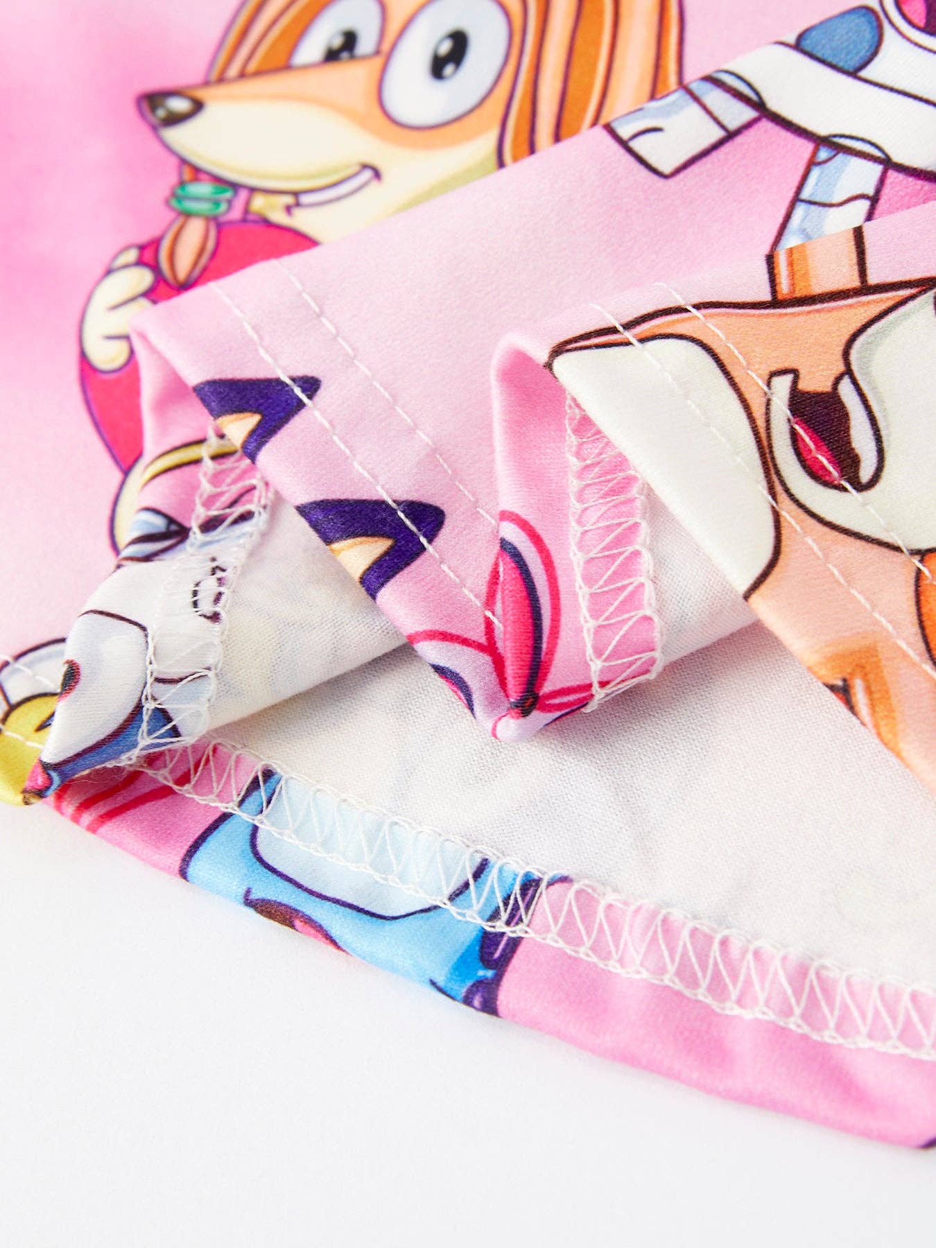 Character Print Pink Girls Long Sleeve Dress: 3