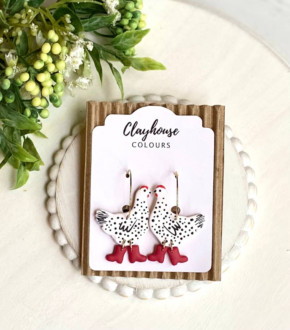 Chicken with Boots Hoops: White/Red Boots