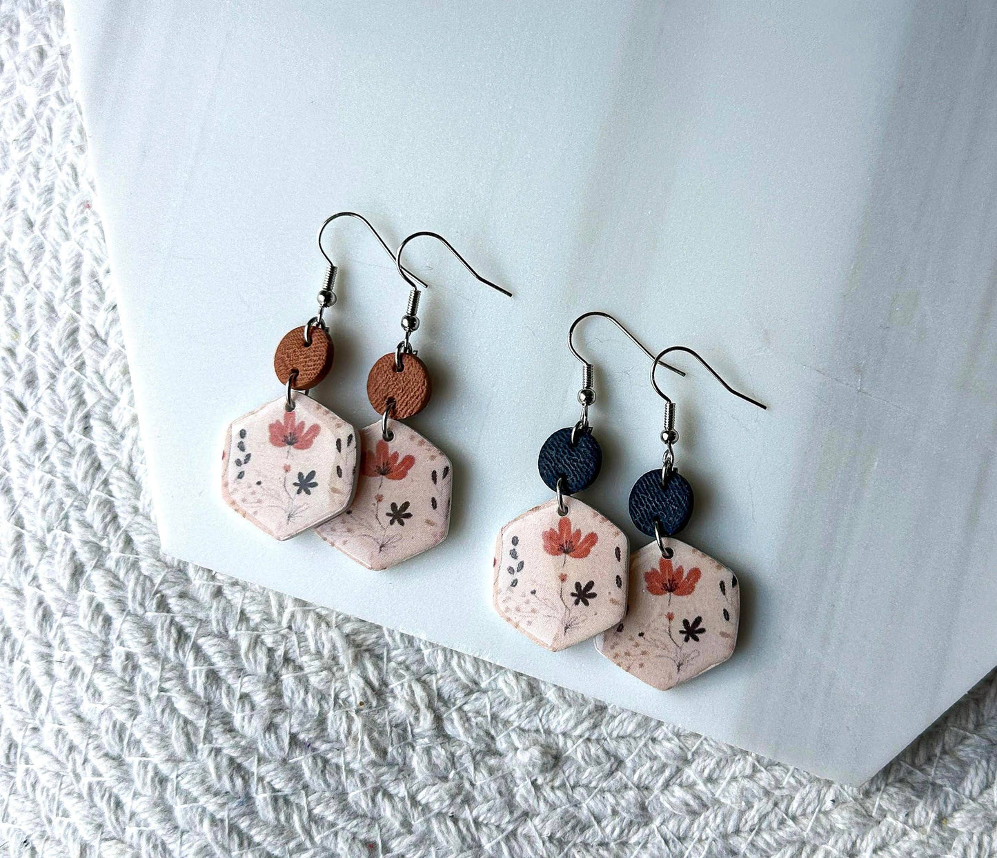 Polymer Clay Earrings - Fall Flowers: Terracotta Connector