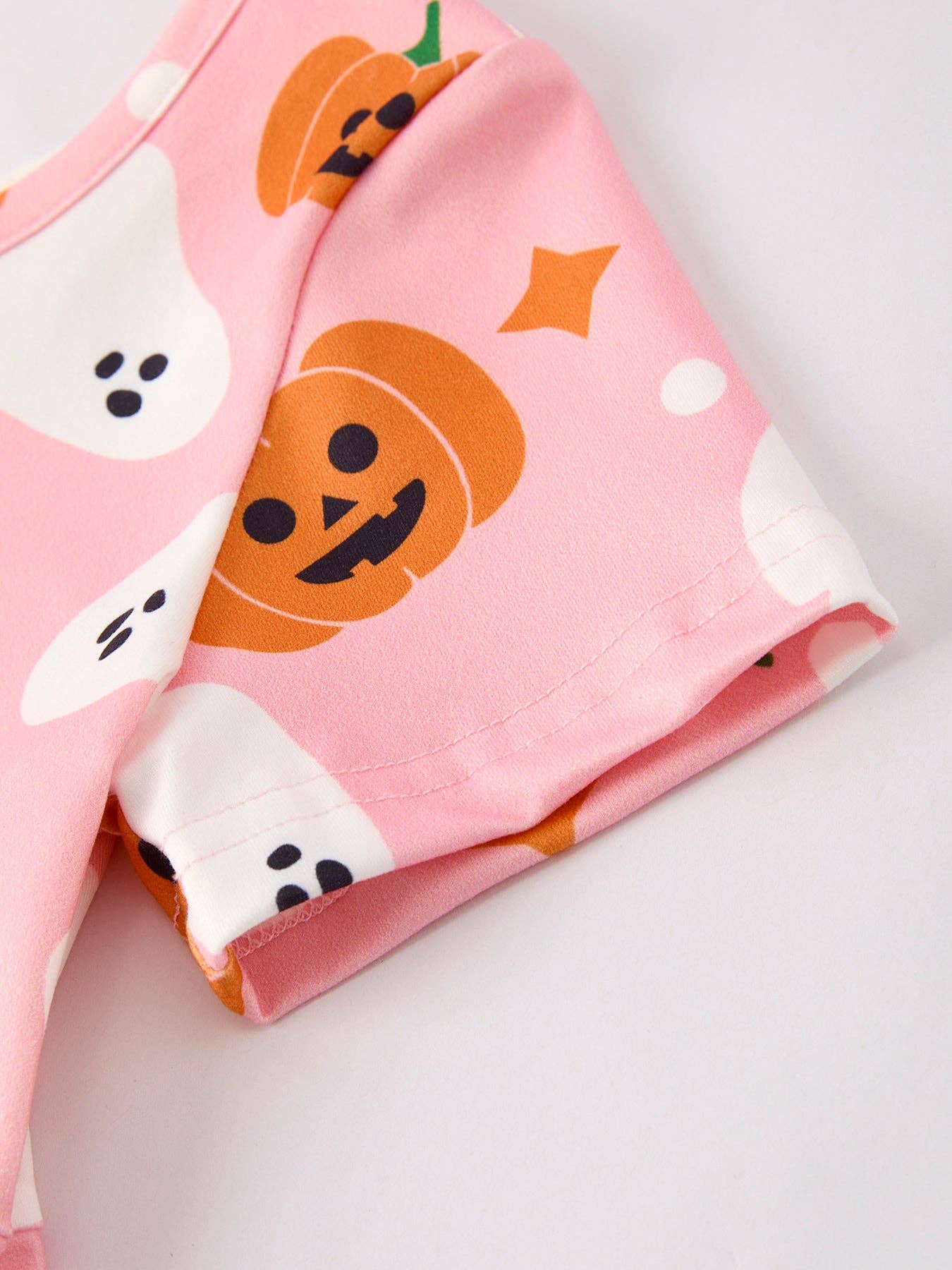 Halloween Ghost Pumpkin Print Short sleeve Dress: 4
