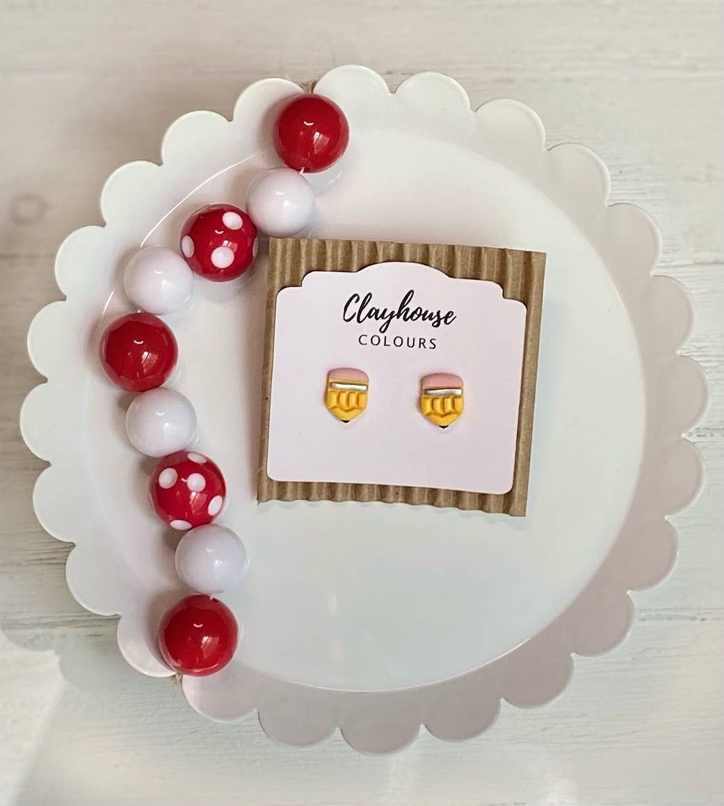 Teacher Earrings | Back to School Earrings: Apple/Pencil/Ruler