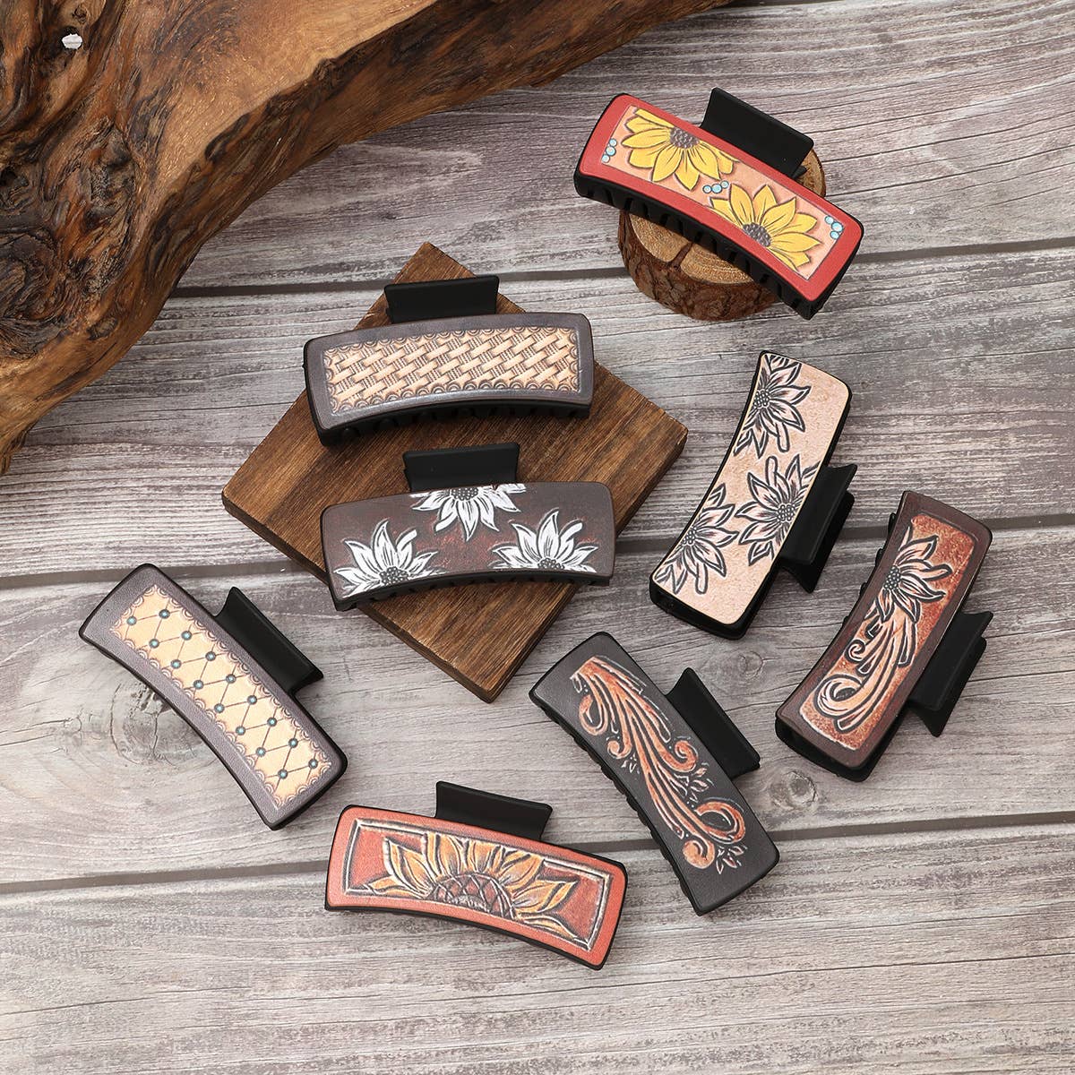 Sunflower PU Leather Hair Claw, Western Style_CWASC1618: TYPE6 / (OS) 1