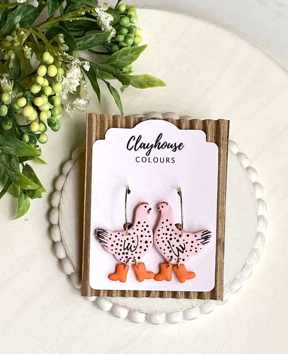 Chicken with Boots Hoops: White/Red Boots