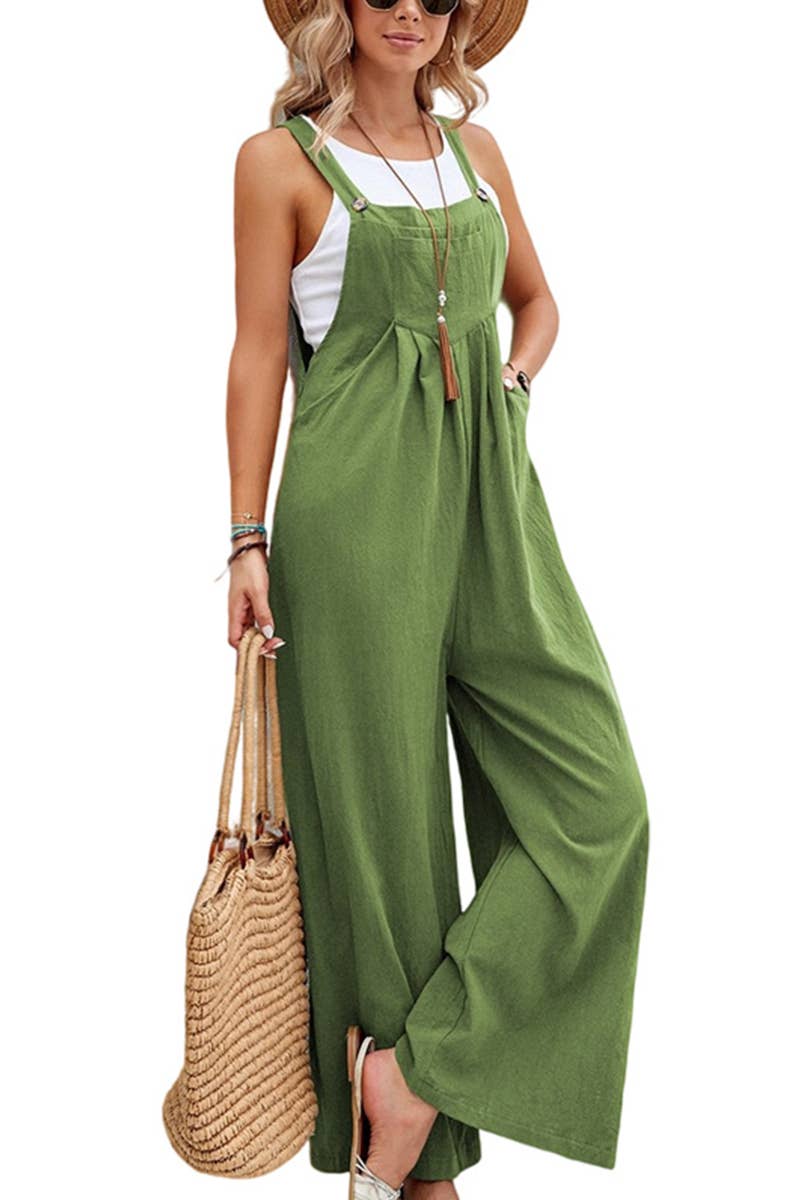 Mid-waist retro solid color loose casual fashion suspenders: LIGHTGREY / (XL) 1