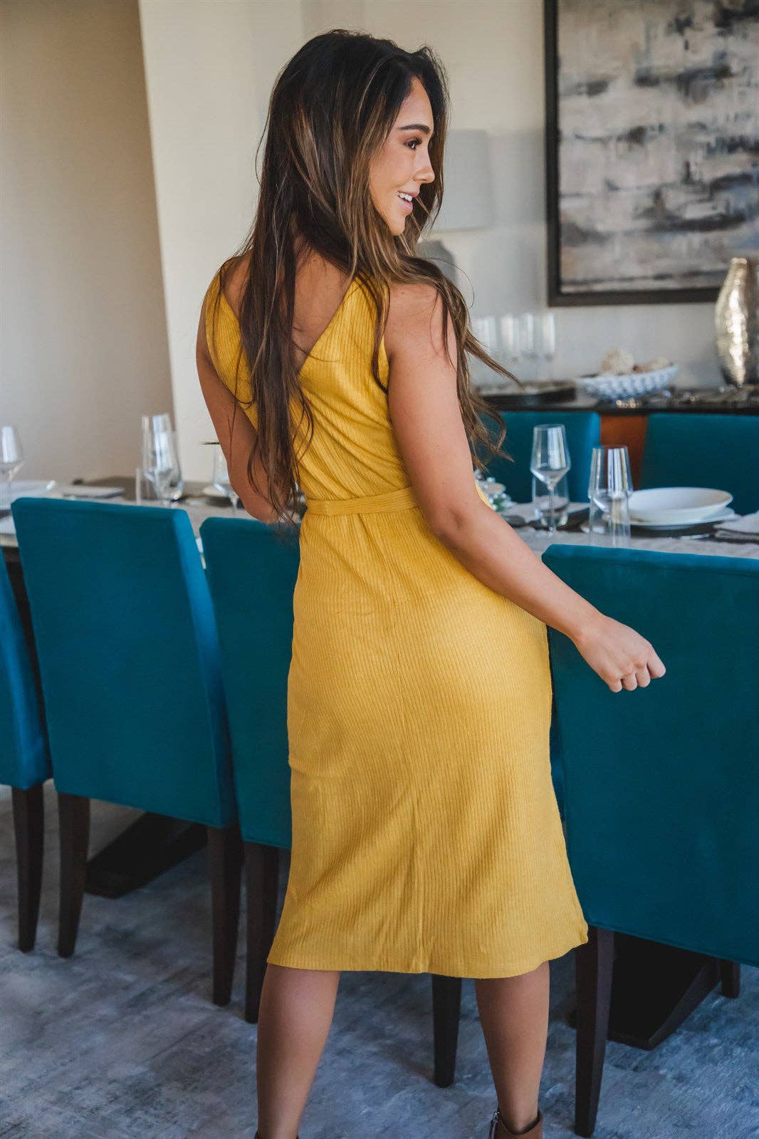 Knit Tie Waist Lennon Tank Dress: Orange / Large