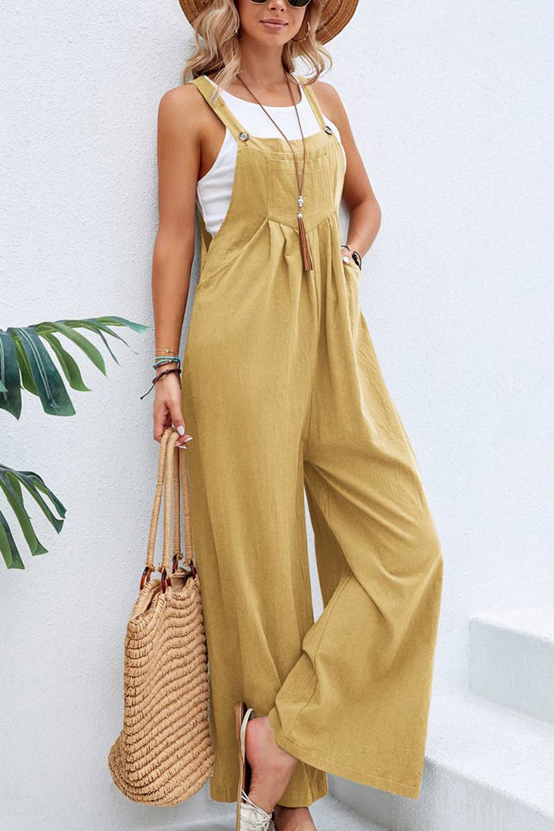Mid-waist retro solid color loose casual fashion suspenders: ARMYGREEN / (L) 1