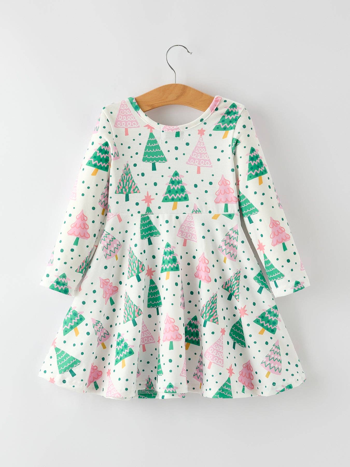 Cute Holiday Dress with Christmas Tree and Snow Prints: 5