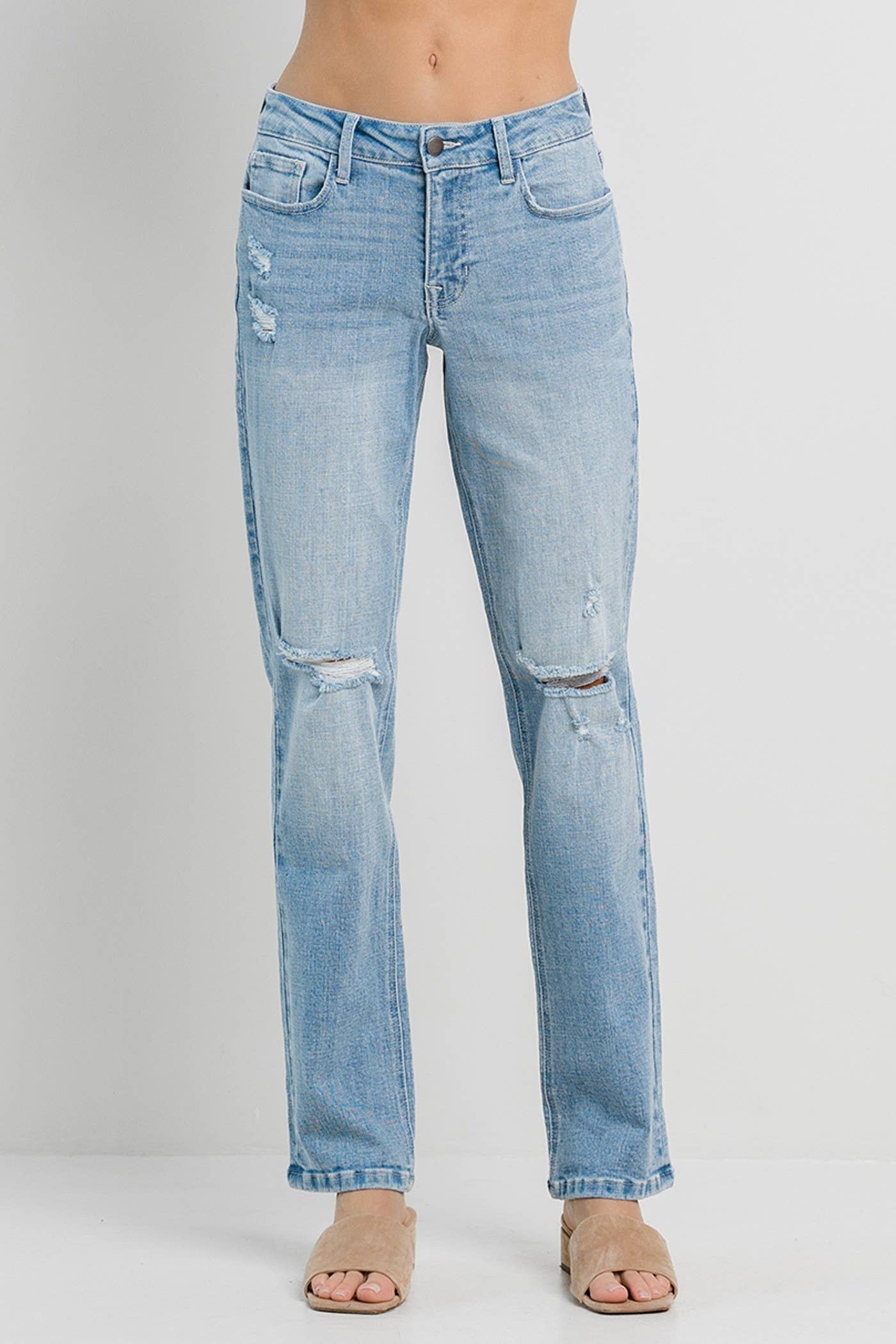 Straight with Knee Rips: Light Denim / 13 / Straight