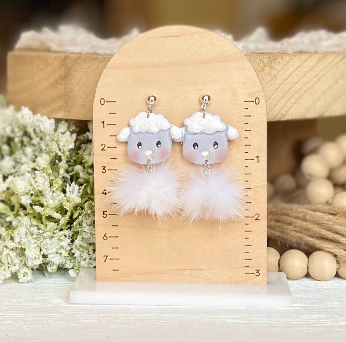 Easter Spring Earrings : Bunny with Flowers
