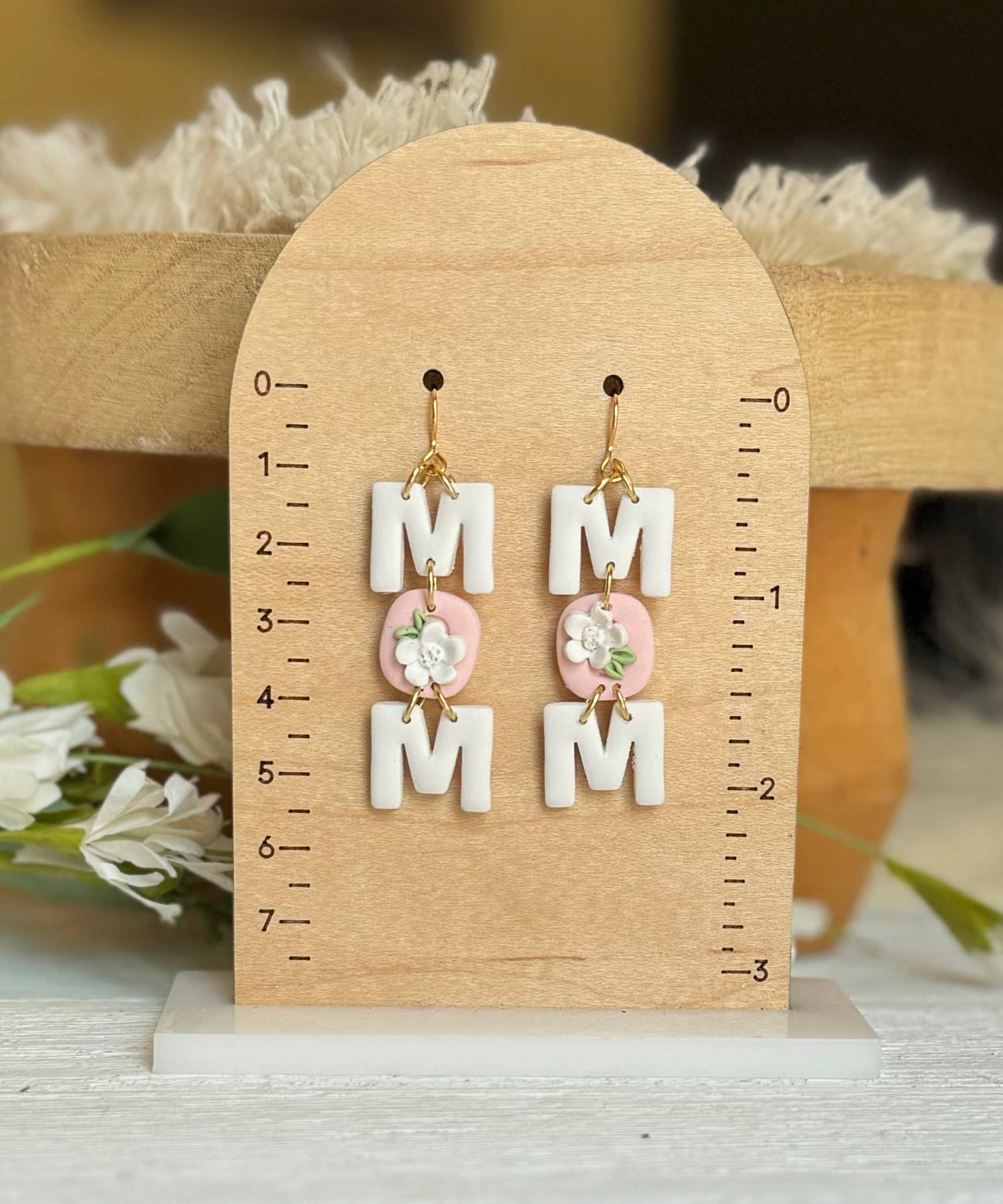 MOM Clay Earrings | Mother’s Day: White