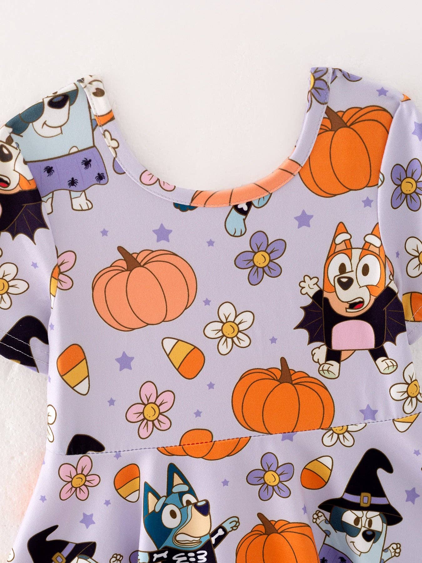 Halloween Cartoon Girls Pumpkin Print Milk Silk Dress: 5