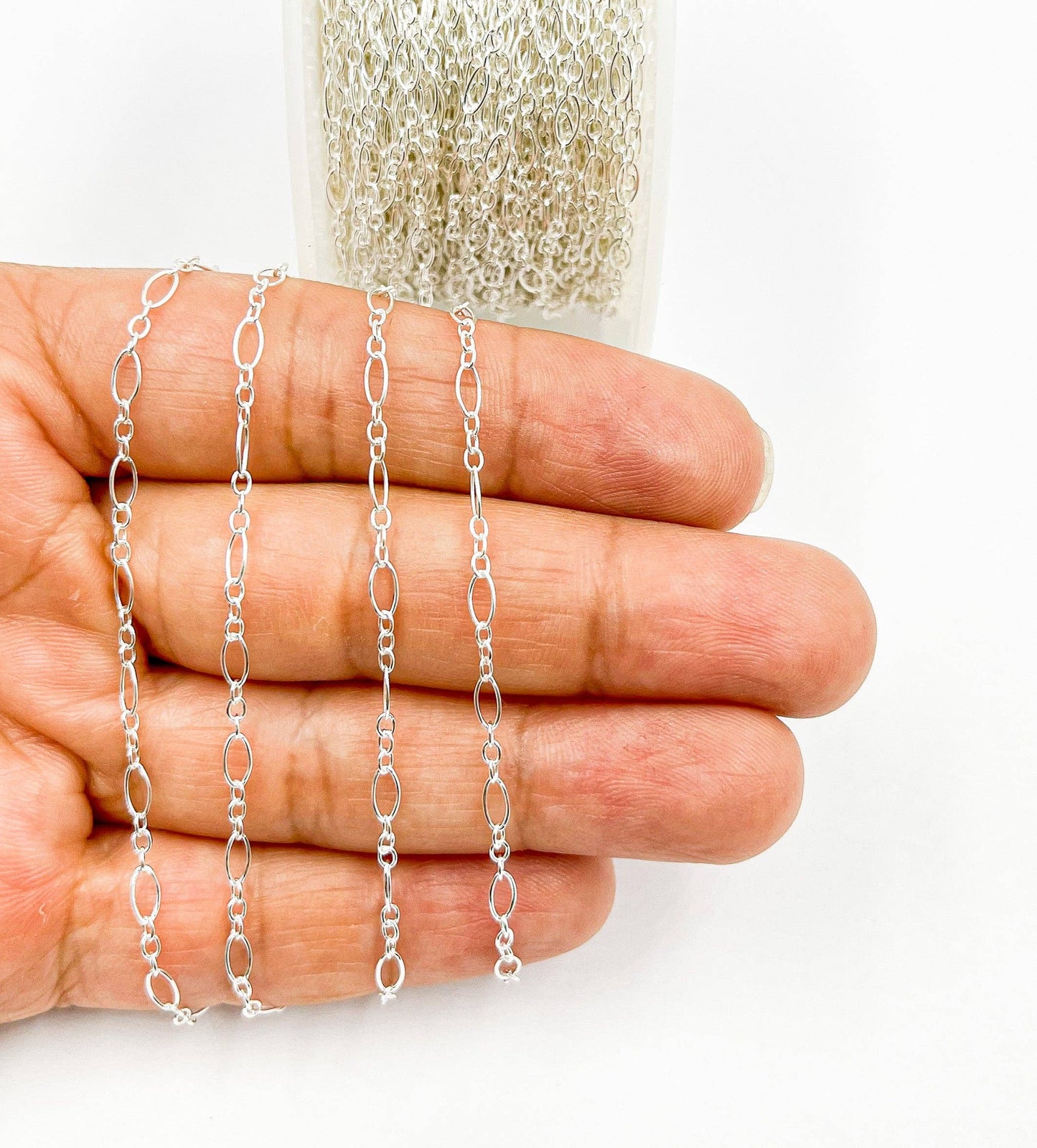 925 Silver Flat Oval & Round Link Chain. 716FSS