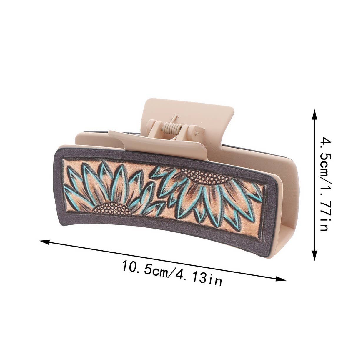 Western Cowgirl Sunflower Claw Clip, Faux Leather_CWAHA0609: TYPE3 / (OS) 3