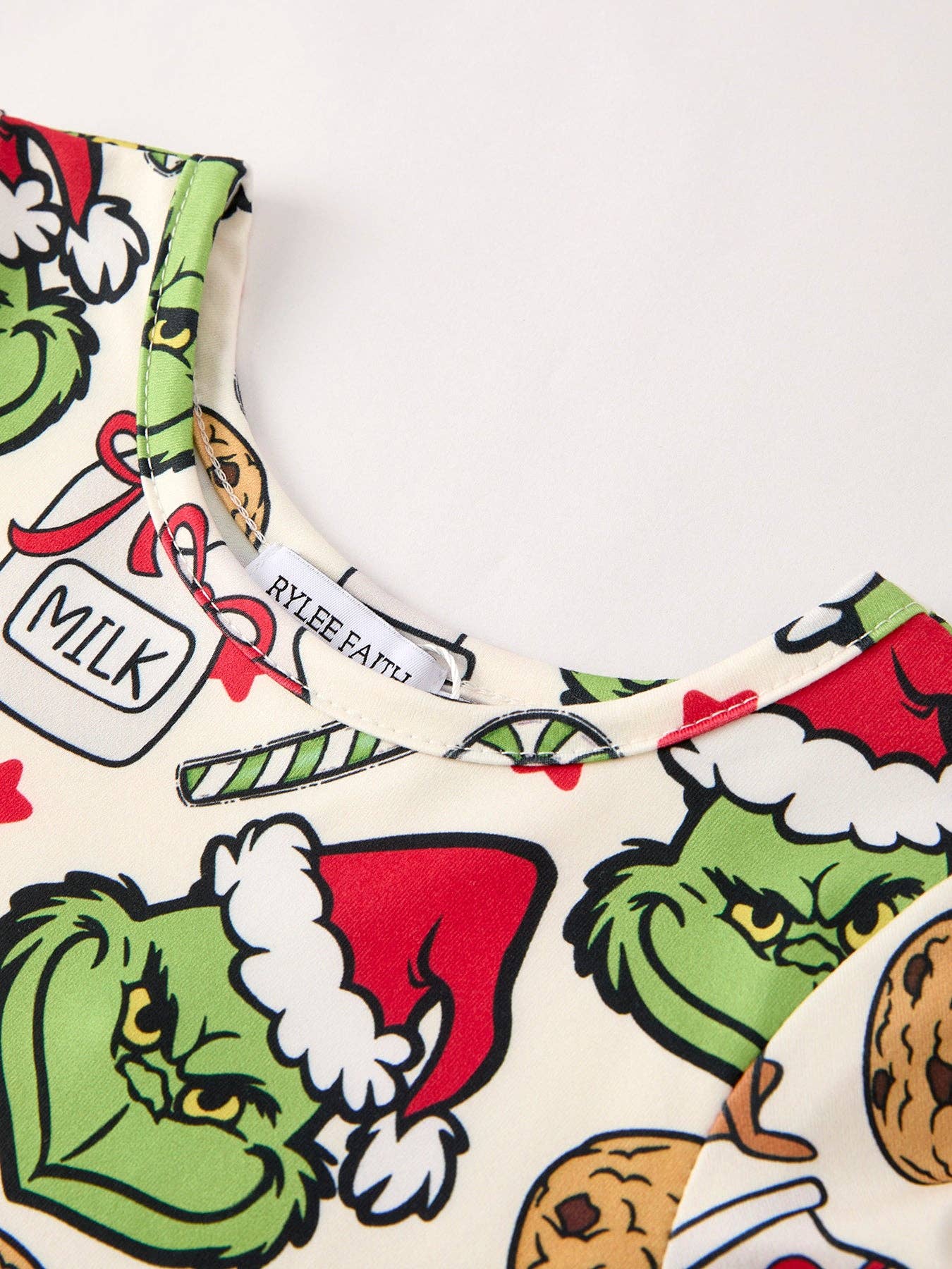 Winter Christmas Character Cookie Print Girls Dress: 4