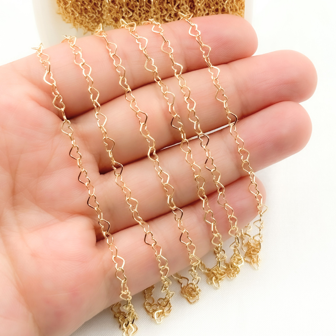 629FGF. 14K Gold Filled Heart Flat Link Chain