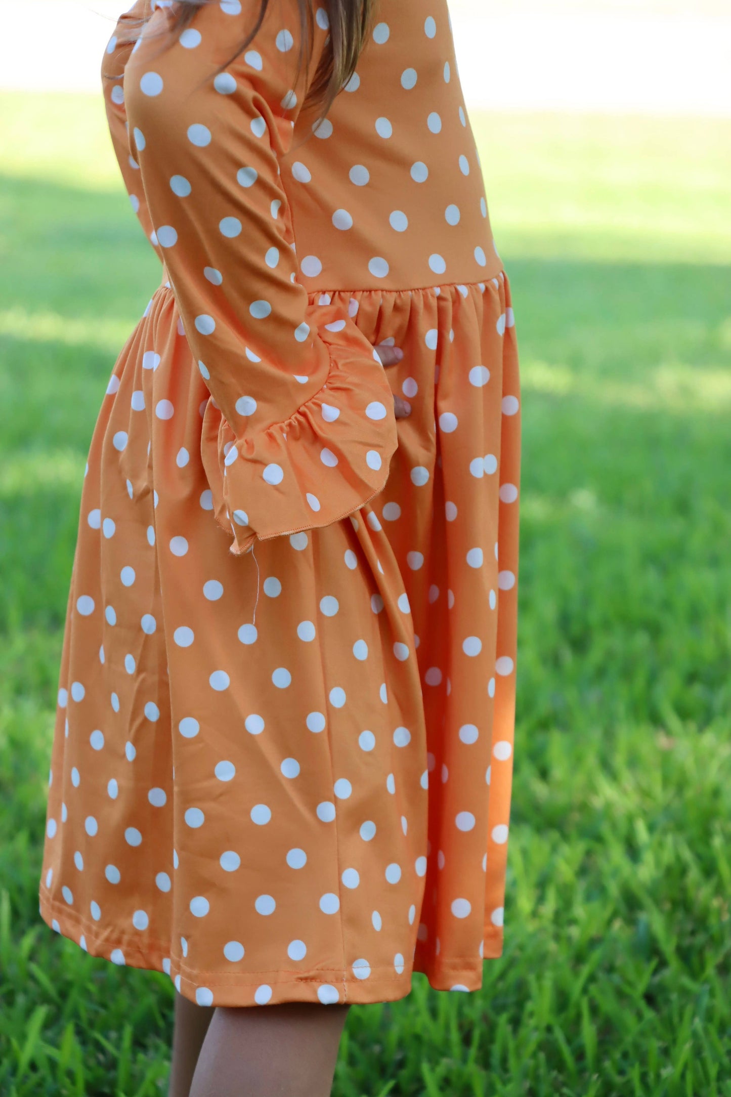 Thanksgiving Day Fall Girls Set Of 2 Pcs In One Package Pumpkin Print Dress: 4-5Y