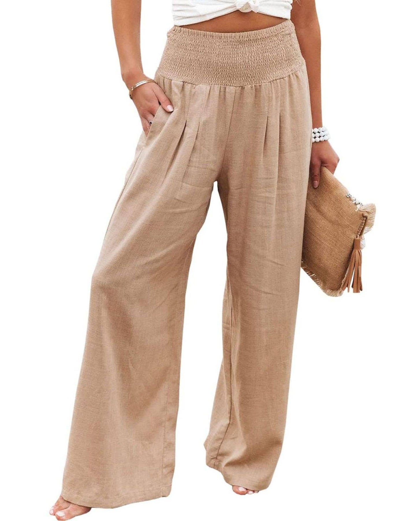 STYLE COTTON SLACKS MADE OF OLD MID-RISE SLACKS: BEIGE / (L) 1