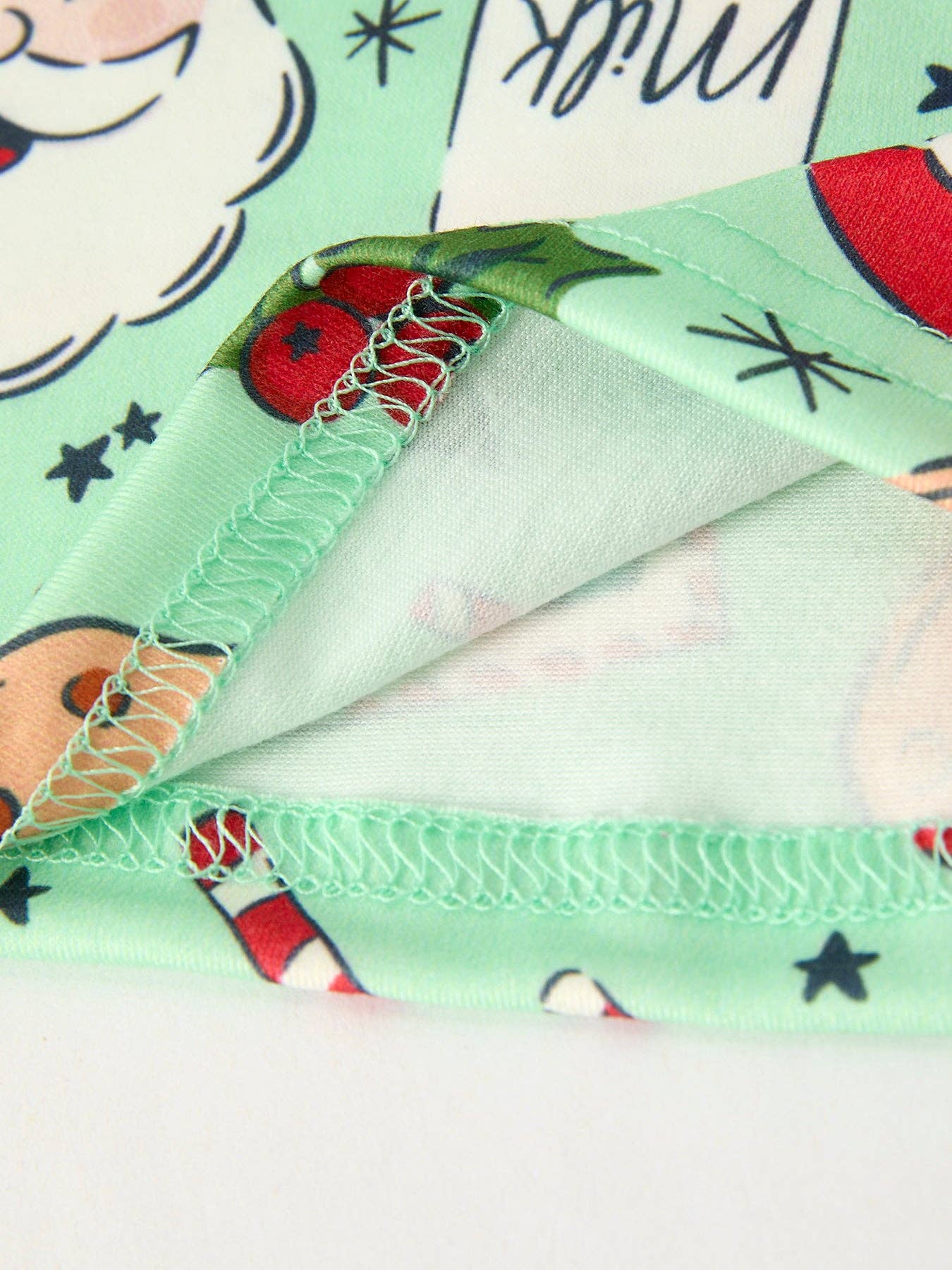 Christmas Santa and Cookie Print Girls Pajamas with Red Ruffle: 5