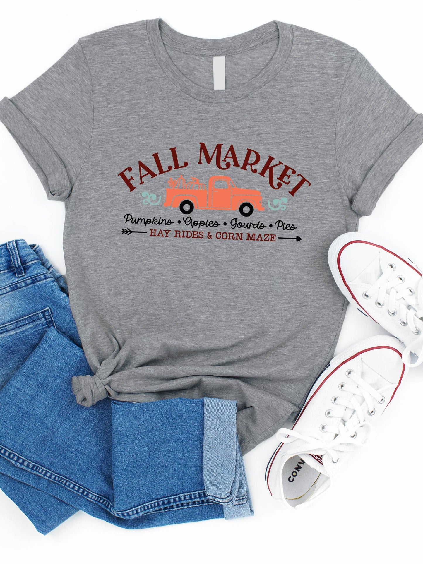 Fall Market Pumpkin Truck Graphic Tee: Slate / Medium