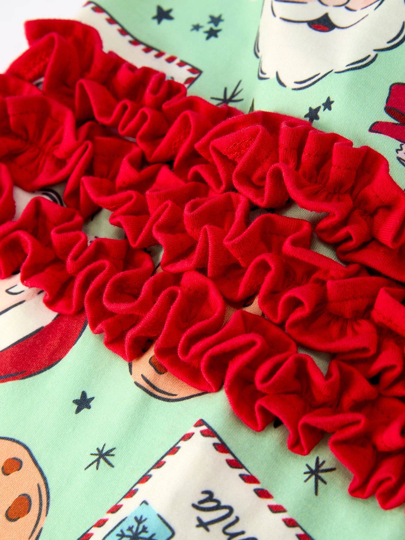 Christmas Santa Cookie Print Baby Girls Romper with Red Bow Detail: 18M