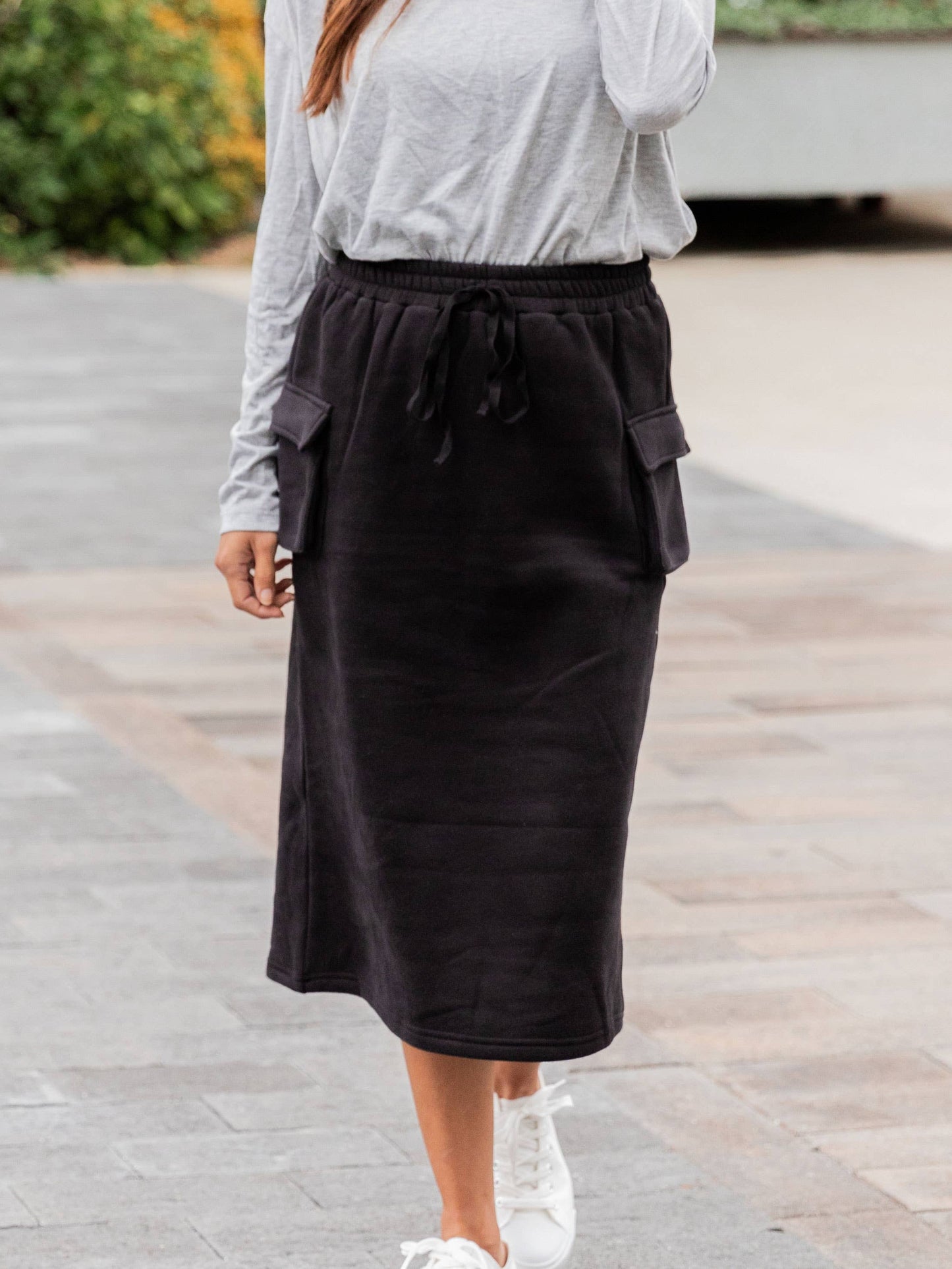Cargo Sweatshirt Skirt: Gray / M