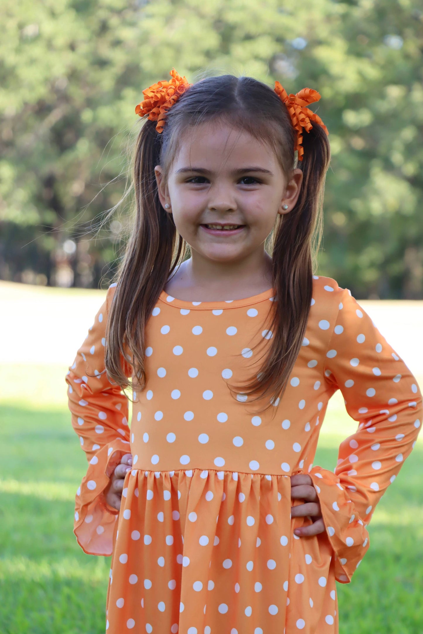 Thanksgiving Day Fall Girls Set Of 2 Pcs In One Package Pumpkin Print Dress: 4-5Y