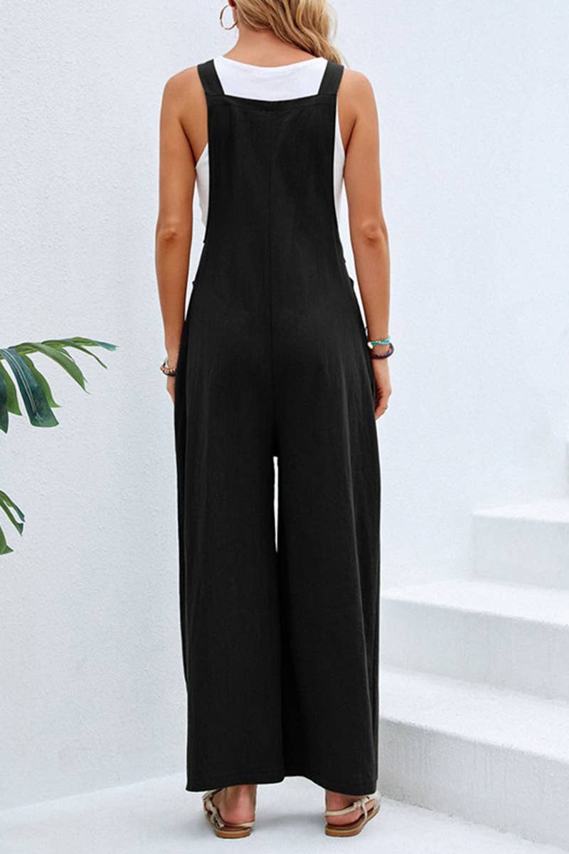 Mid-waist retro solid color loose casual fashion suspenders: LIGHTGREY / (XL) 1