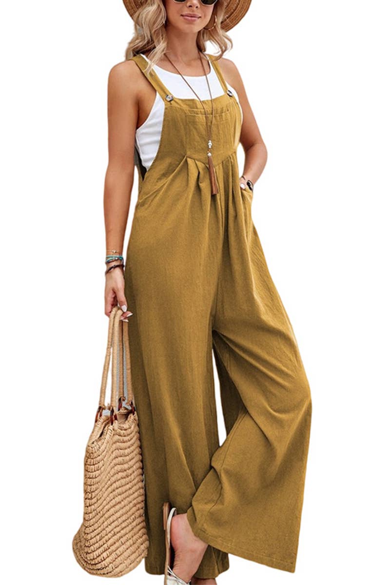 Mid-waist retro solid color loose casual fashion suspenders: LIGHTGREY / (XL) 1