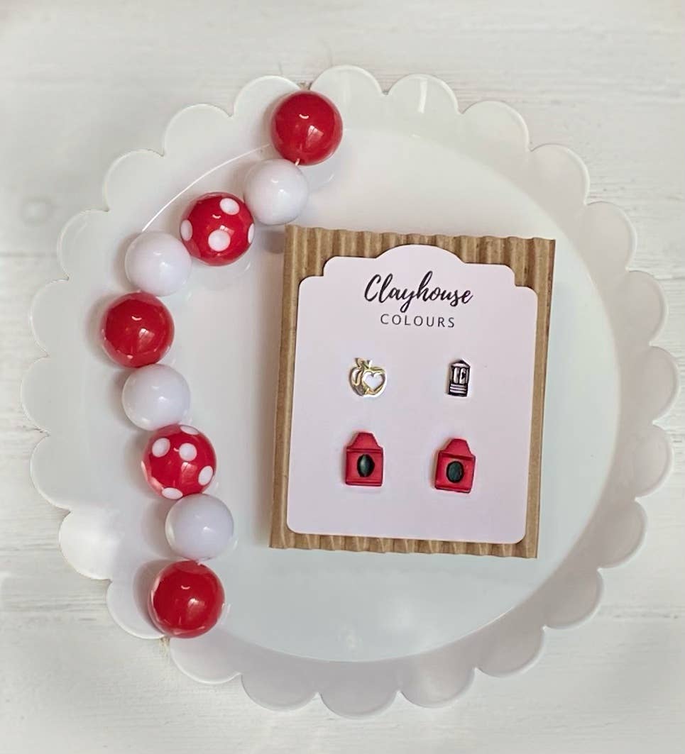 Teacher Earrings | Back to School Earrings: Apple/Pencil/Ruler
