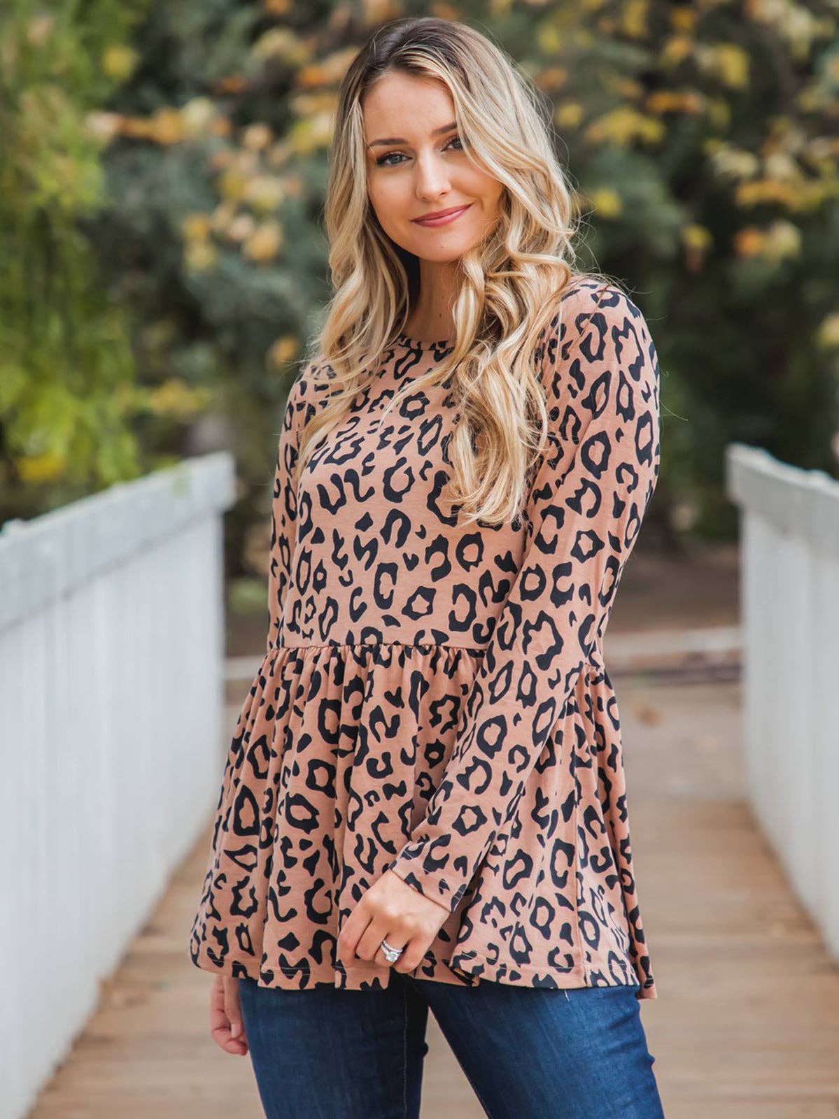 Animal Print Peplum Evelyn Top: Small Cheetah Blue / Large