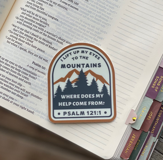 I lift up my eyes to the mountains Psalm sticker, Psalm 121: