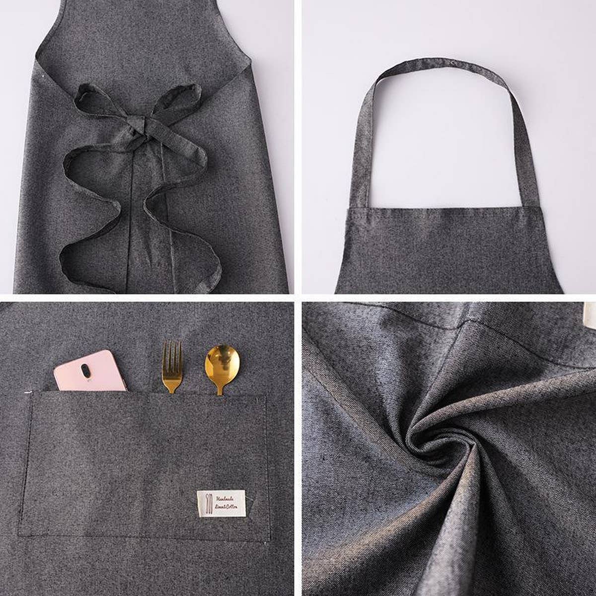 Solid Color Thin apron with pockets bulk_CWMM2036: Red / (OS) 1