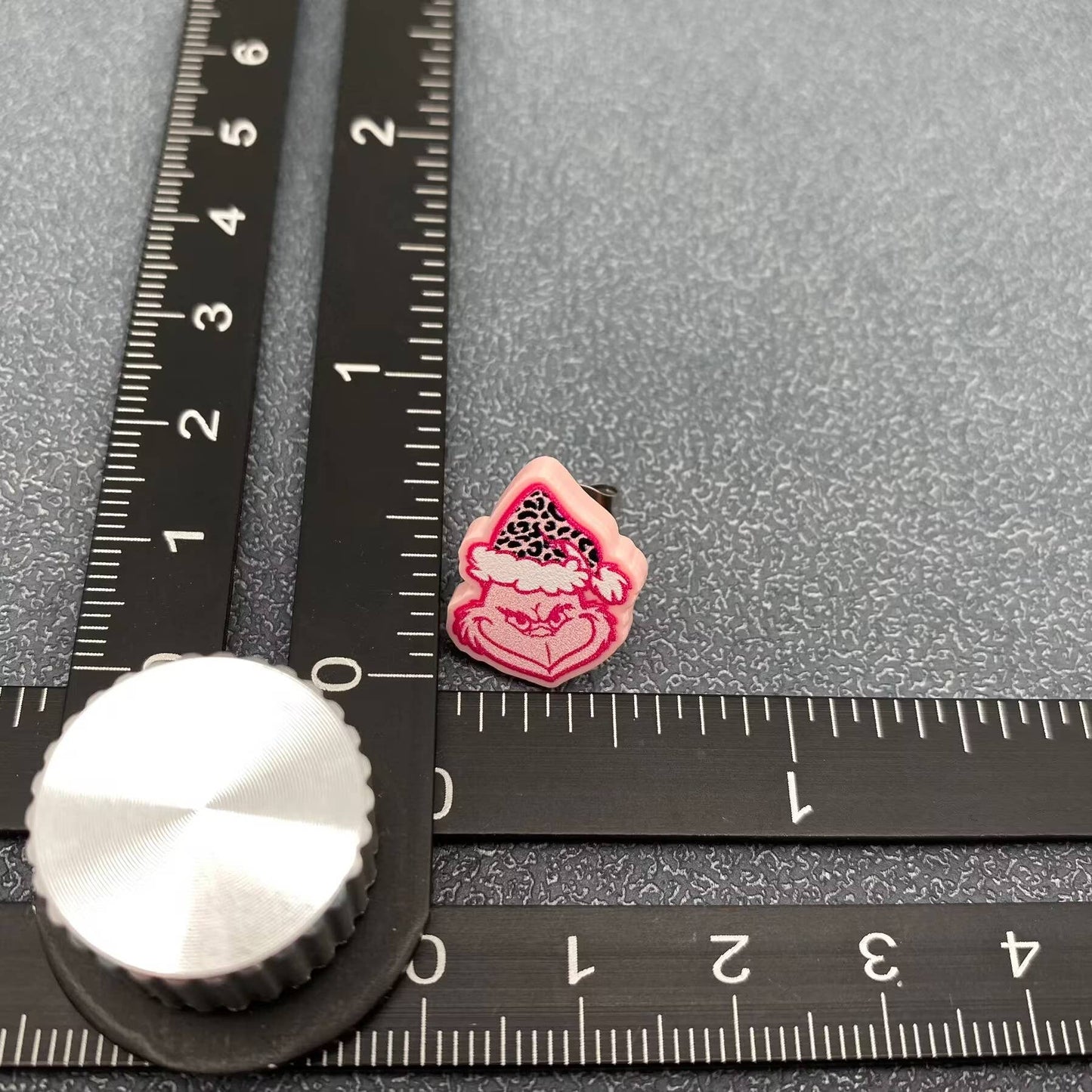 Christmas Jewelry Acrylic Pink Grinch Ear Studs