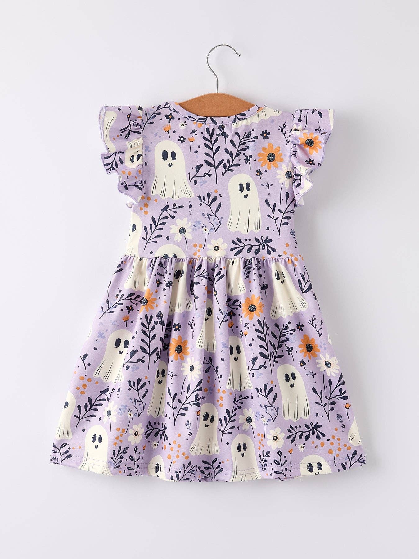 Halloween Purple Ghost Flying Sleeve Dress: 6
