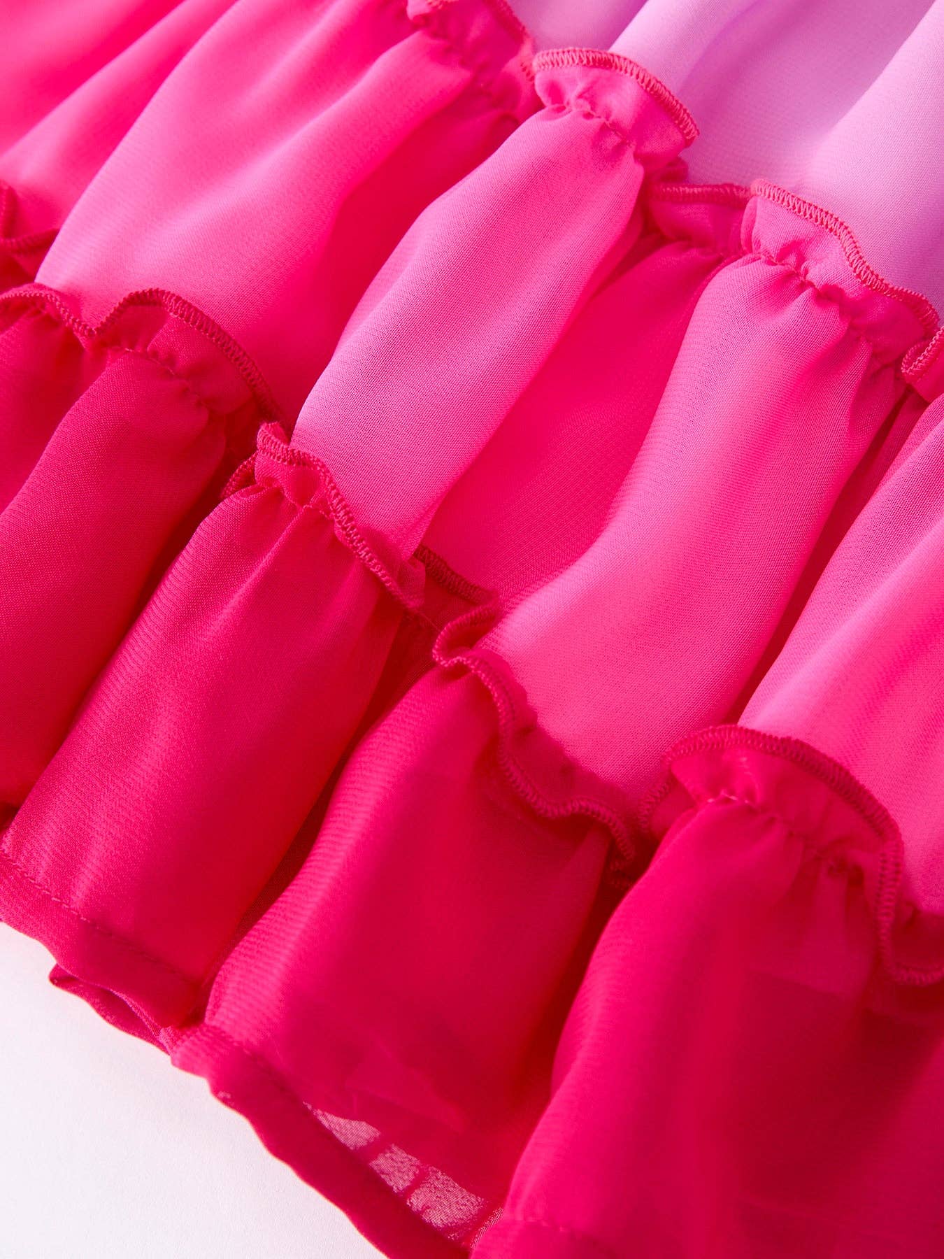 Ombre Ruffle Dress for Girls – Pink Gradient Layers: 7