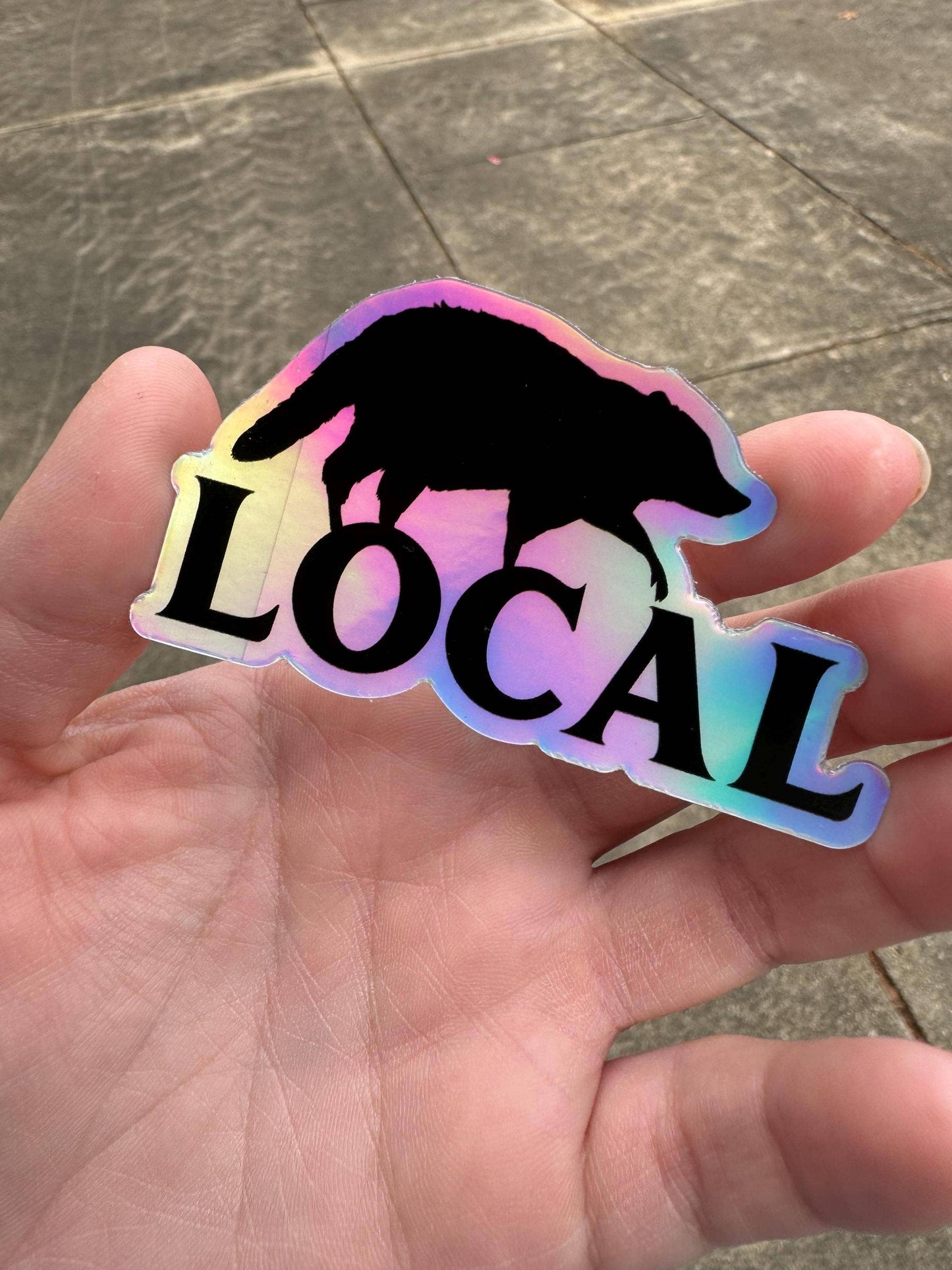 Local Holographic Raccoon Sticker