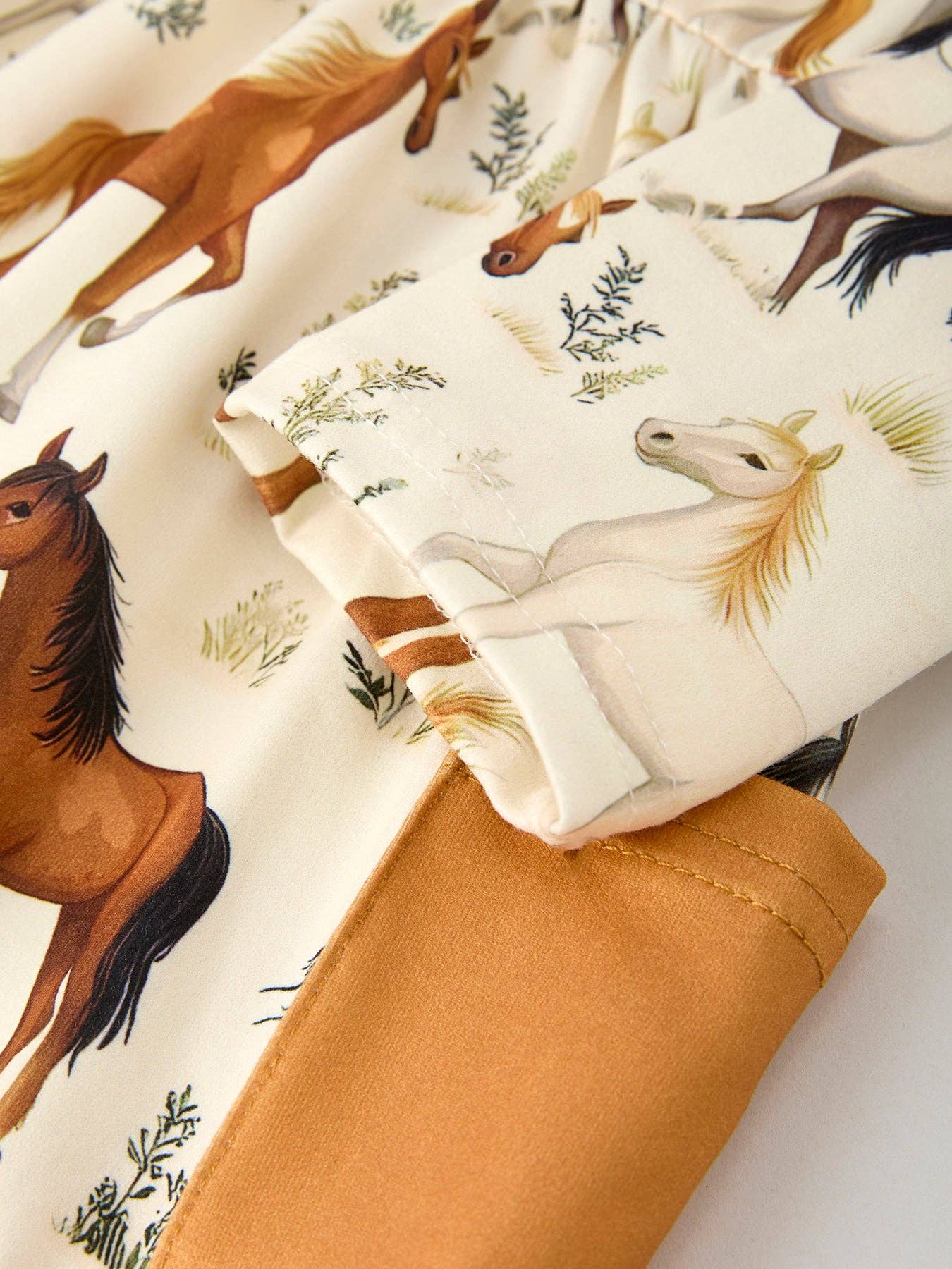 Western Horse Print Long Sleeve Dress: 7