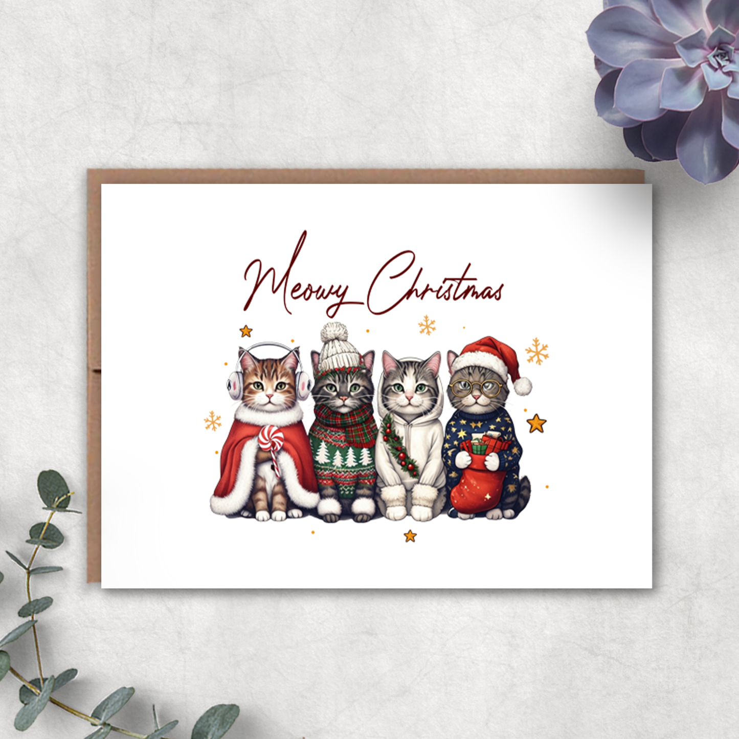 Meowy Christmas Cats Card