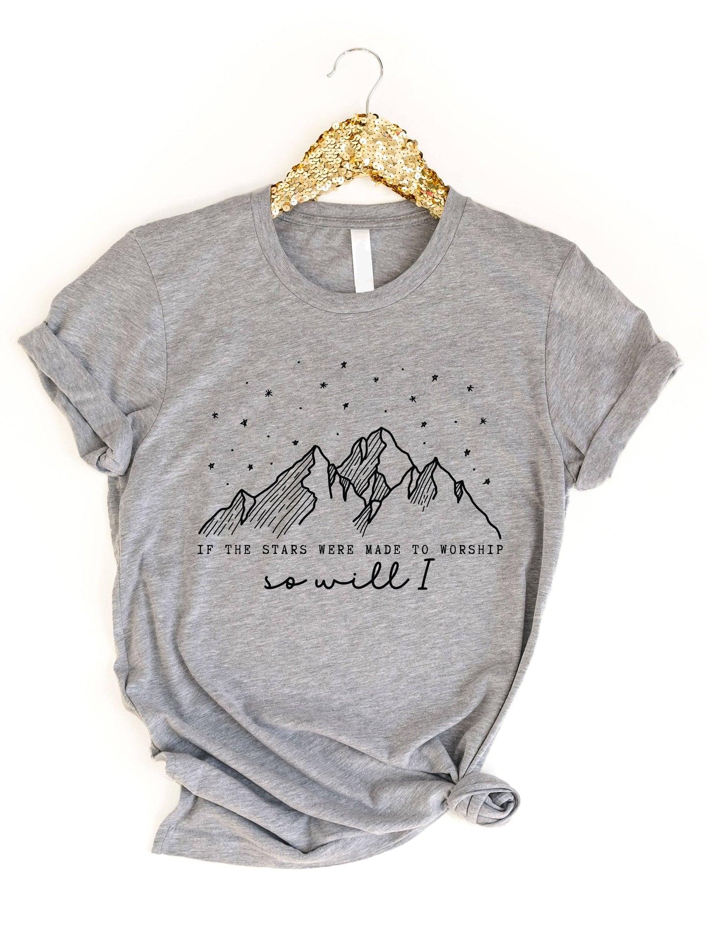 Stars were made to worship so will I Graphic Tee: Slate / Small