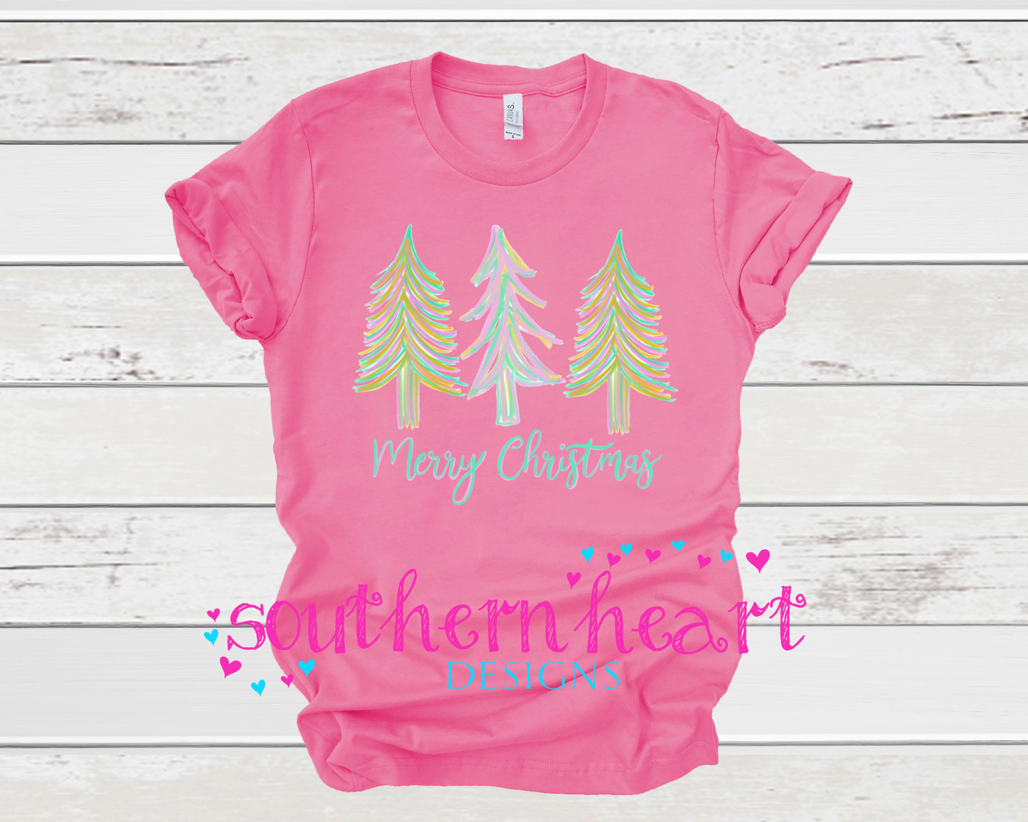 Christmas Tee-Pink: Bella Canvas / Medium
