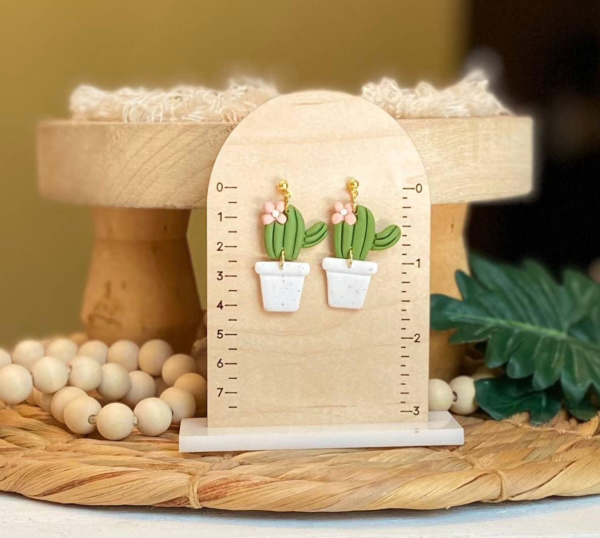 Pots ‘n Plants Clay Earrings: Saguaro Plant