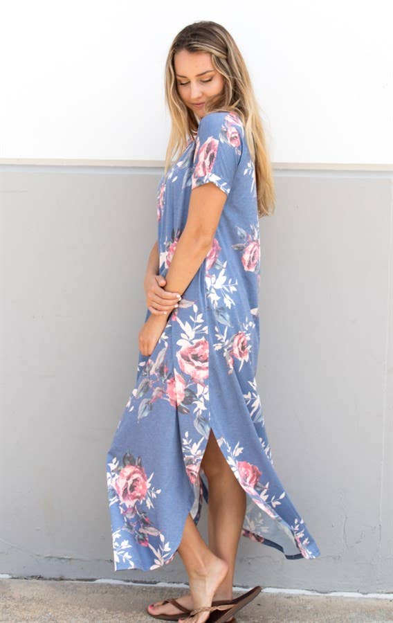 Vintage Floral Relaxed Maxi: Charcoal / X-Large